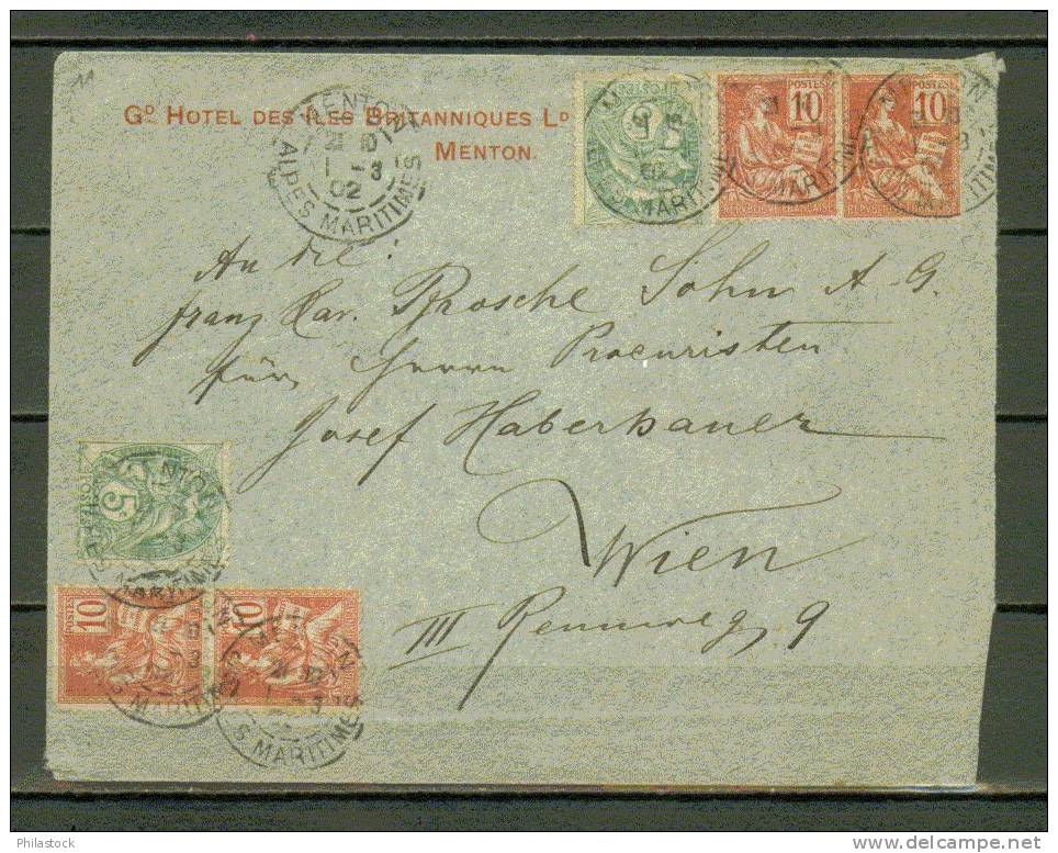 FRANCE N° 111 X 2  & 116 X 2 Paires Obl. S/Lettre Entiére Pour L'Autriche - Covers & Documents