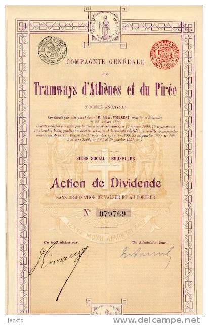 TRAMWAYS D´ATHENES Et Du PIREE - 1907 - Ferrovie & Tranvie