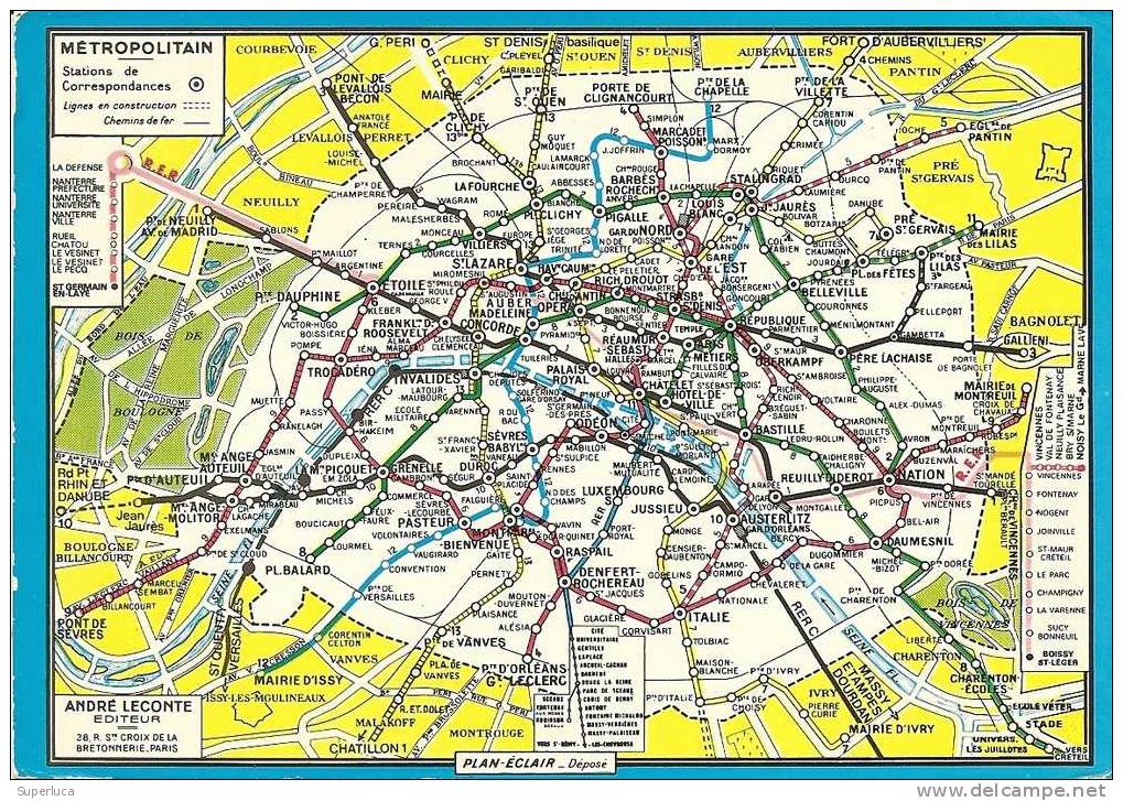 Paris-le Plan Du Metropolitain(pintina Della Metropolitana Di Parigi) - U-Bahnen