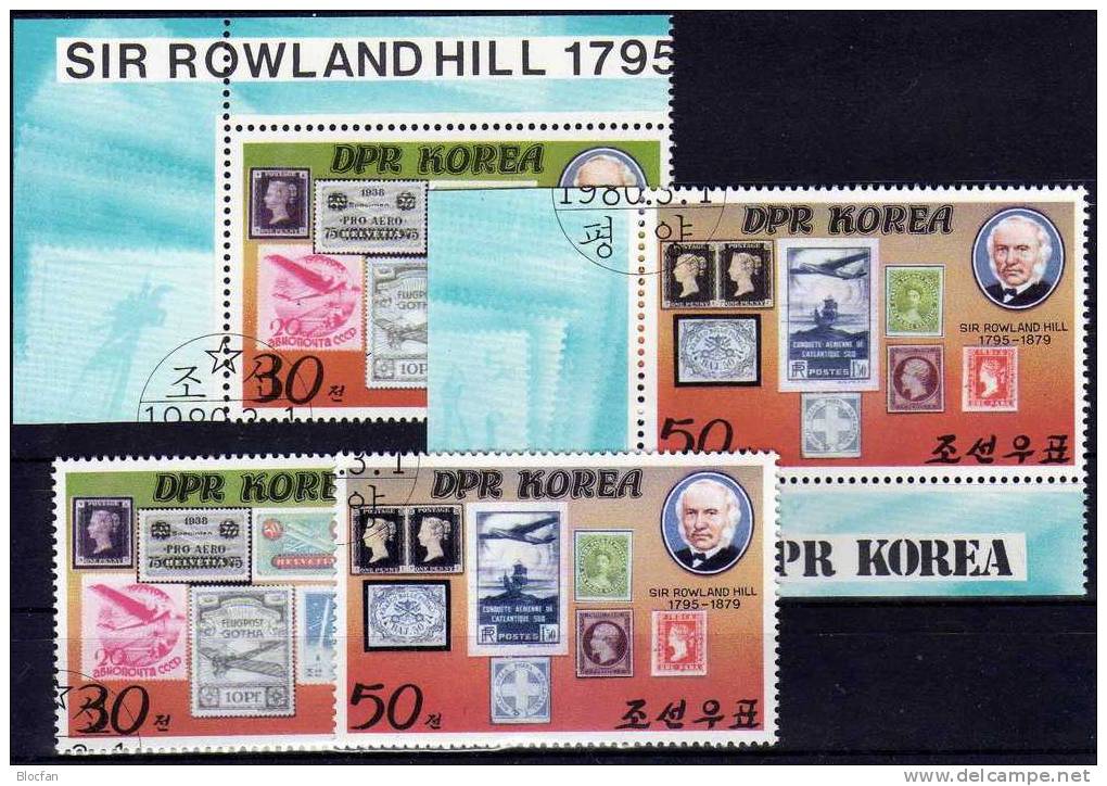 Hill 1980 Historische Briefmarken Korea 1973/4,ER, ZD Plus Kleinbogen O 22€ Bloque Hoja M/s Philatelic Sheetlet Bf Corea - Rowland Hill