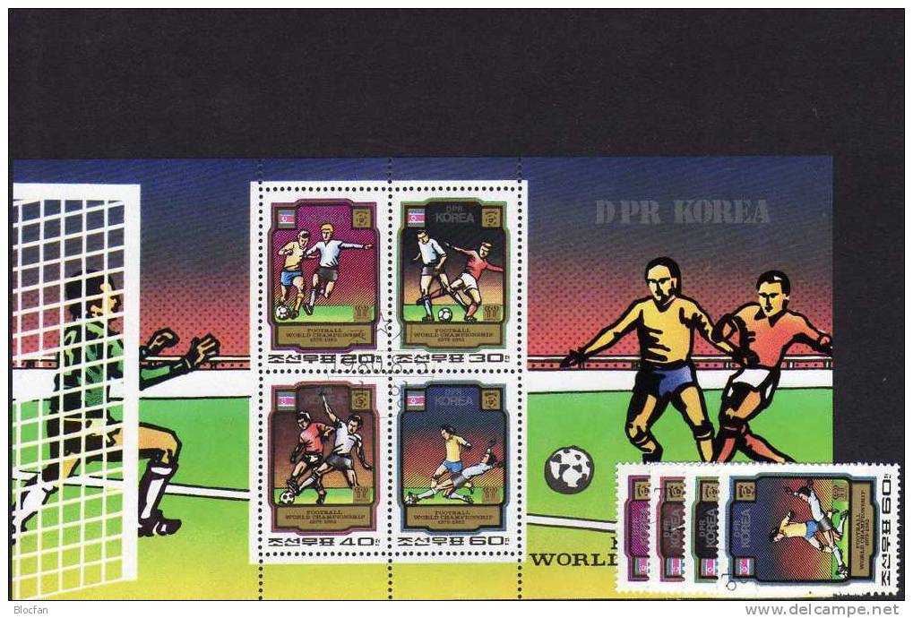 Fussball WM Spanien 1982 Korea 2033/6 Plus Block 78 O 18€ Football Soccer Bloc Sport Sheet From Corea - Sonstige & Ohne Zuordnung