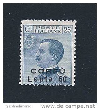 CORFU' - Occupazione Italiana - 1923 Valore Nuovo Stl Da 25 C. Con Soprastampa: CORFU' Lepta 60 - In Ottime Condizioni. - Corfou