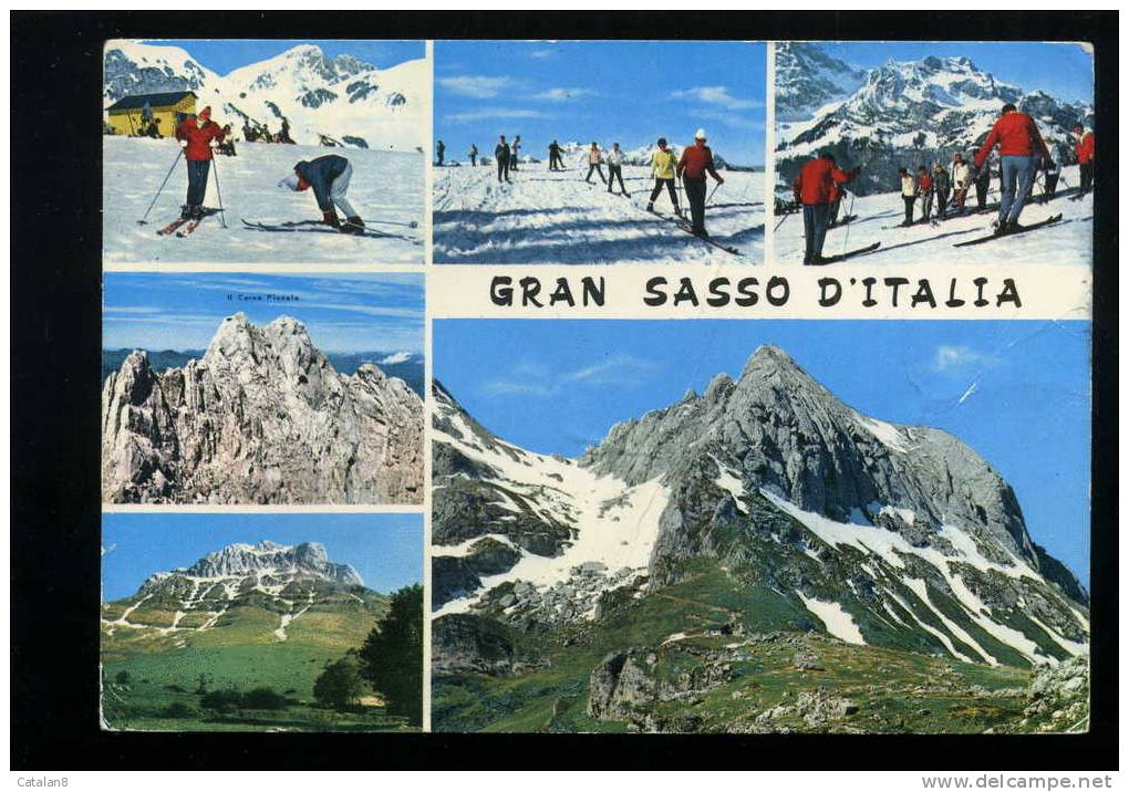 V0290 CARTOLINA ILLUSTRATA ABRUZZO TERAMO GRAN SASSO D' ITALIA VEDUTINE  FG.V. - Teramo