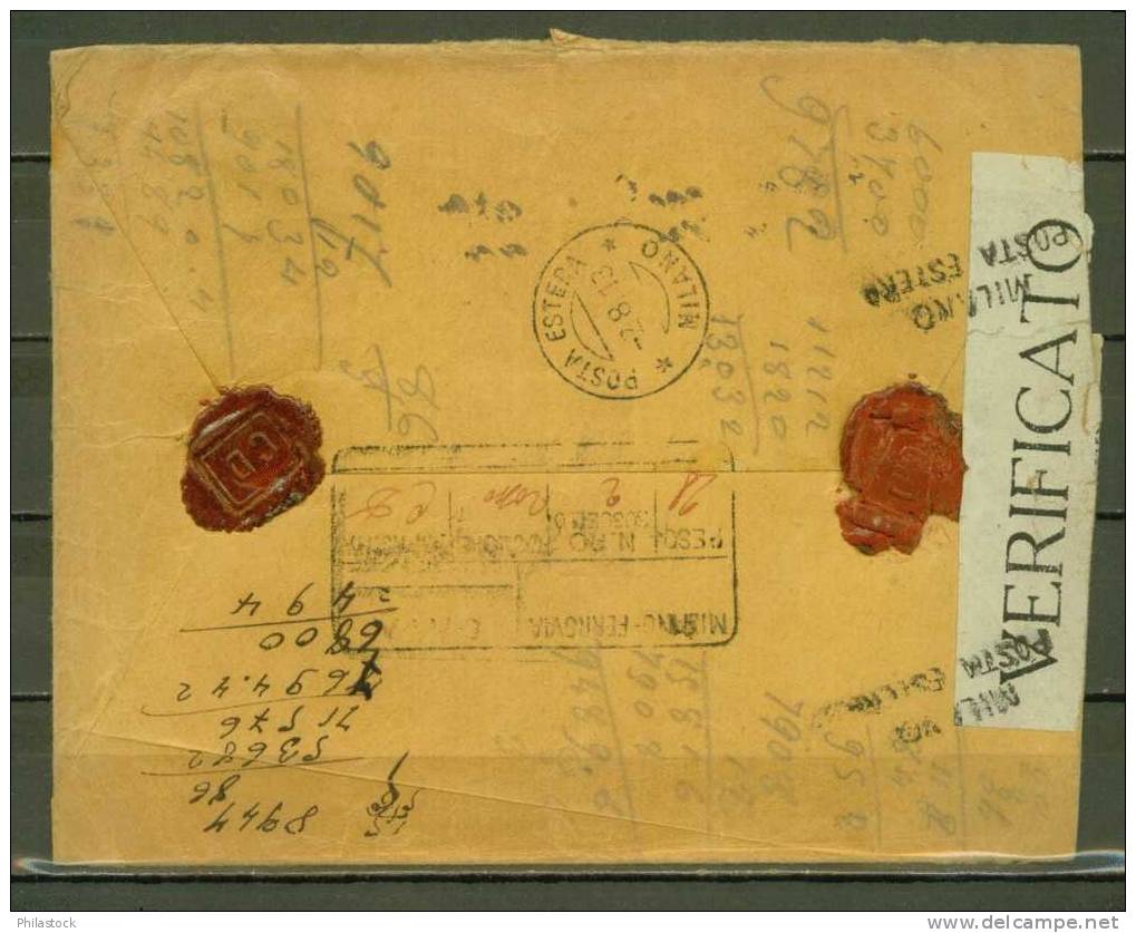 FRANCE N° 121, 139 X 2 & 140 Obl. S/Lettre Entiére Chargée Censurée Pour L'Italie 1918 - Lettres & Documents