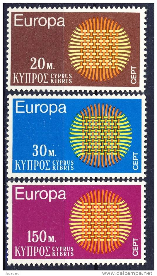 #CYPRUS. 1970. EUROPA/CEPT. Michel 332-34. MNH (**) - 1970