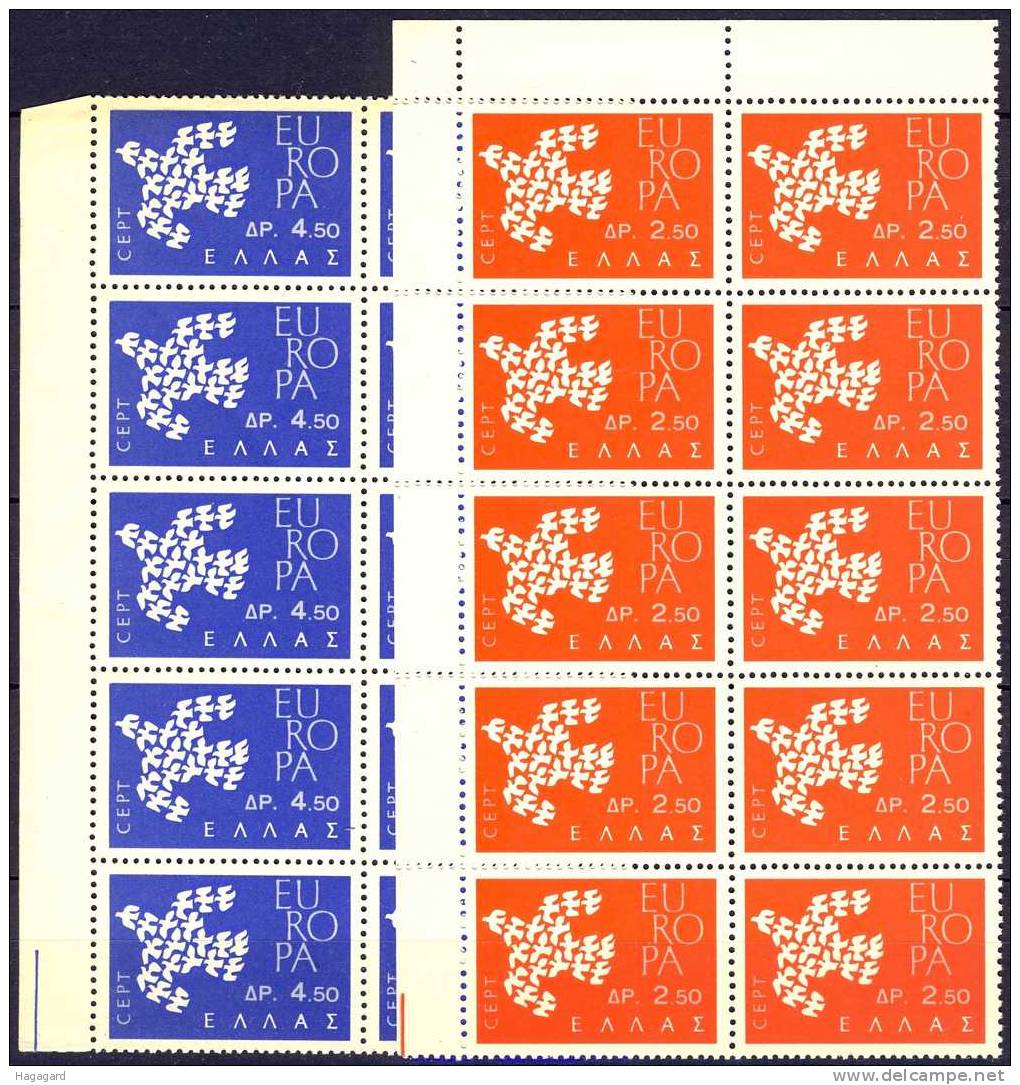 #Greece. 1961.  EUROPA/CEPT. Michel 775-76 In Blocks Of 10.  MNH (**) - 1961