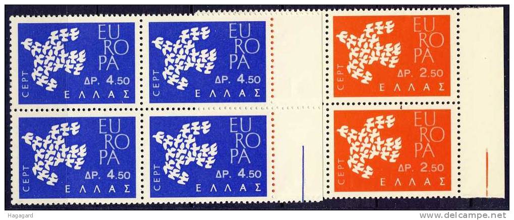 ##Greece. 1961.  EUROPA/CEPT. Michel 775-76 In Blocks Of 4.  MNH (**) - 1961