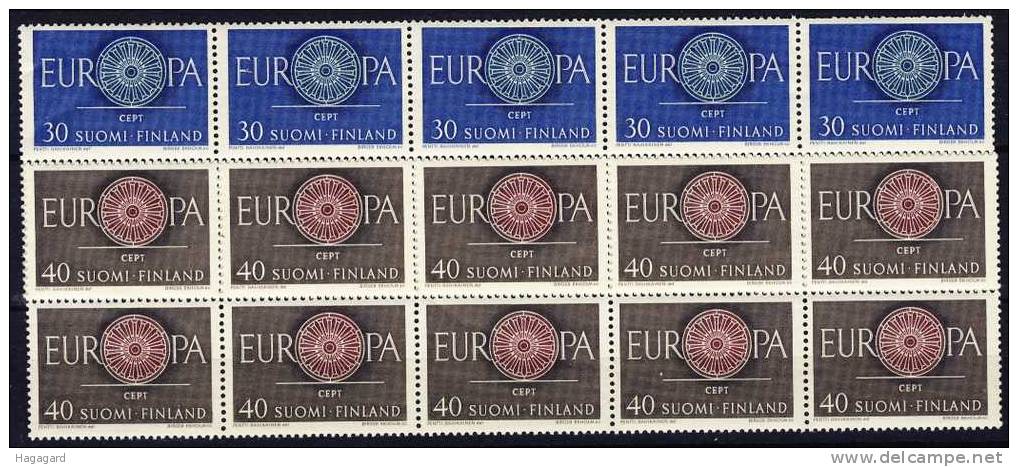 #Finland. 1960.  EUROPA/CEPT. Michel 525-26 In Blocks Of 10.  MNH (**) - Unused Stamps