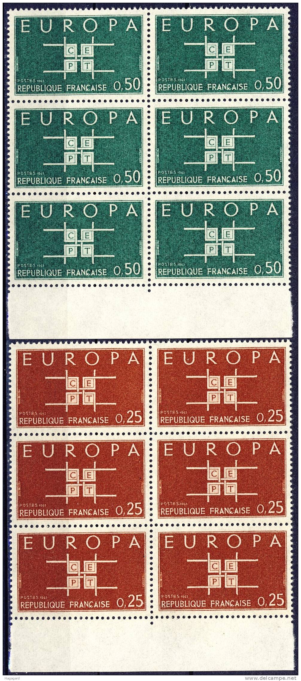 #France 1963.  EUROPA/CEPT. Michel 1450-51 In Blocks Of 6.  MNH (**) - 1963