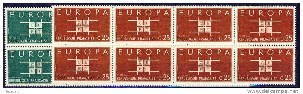 #France 1963.  EUROPA/CEPT. Michel 1450-51 In Blocks Of 8.  MNH (**) - 1963