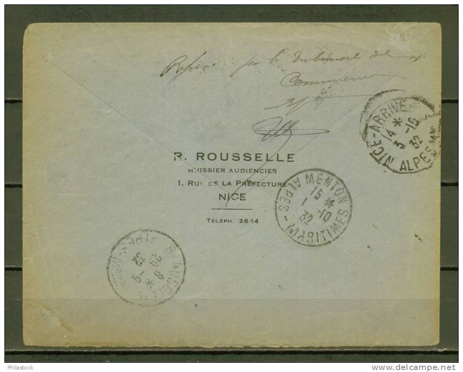 FRANCE N° 111, 190, 199 X3 Obl. S/Lettre Entiére Rec. Refusée - Covers & Documents