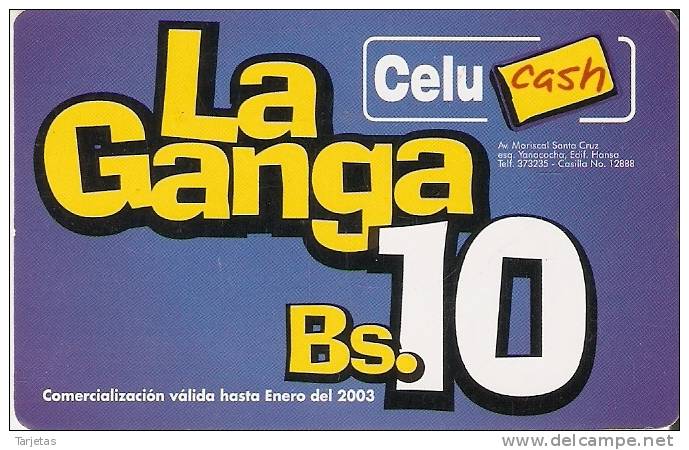 TARJETA DE BOLIVIA DE CELUCASH DE 10 Bs. - Bolivia