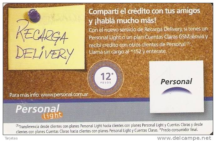 TARJETA DE ARGENTINA DE RECARGA DELIBERY (PERSONAL) - Argentina