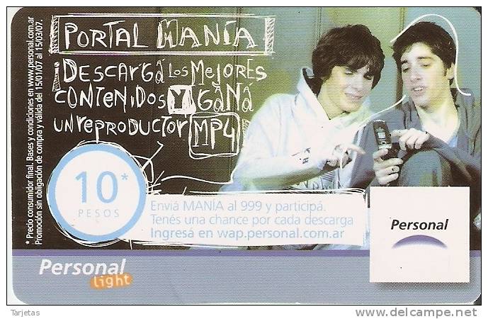 TARJETA DE ARGENTINA DE PORTAL MANIA  (PERSONAL) - Argentine