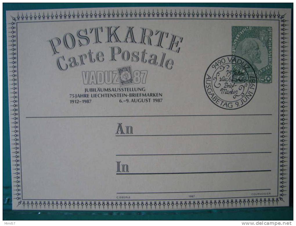 2 Entiers Postaux LIECHTENSTEIN 1987 VADUZ 87 - Stamped Stationery