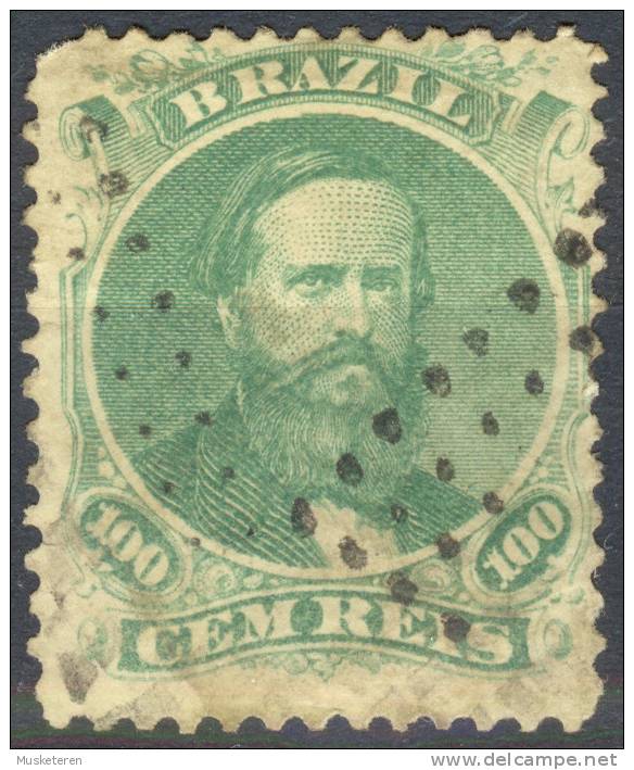 Brazil 1866 Mi. 27 Emperor Pedro II. 100 Reis Green - Gebruikt