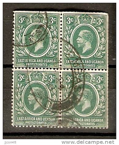 East Africa And Uganda Protectorates 1912  3c  (o) Green (block X 4) - East Africa & Uganda Protectorates