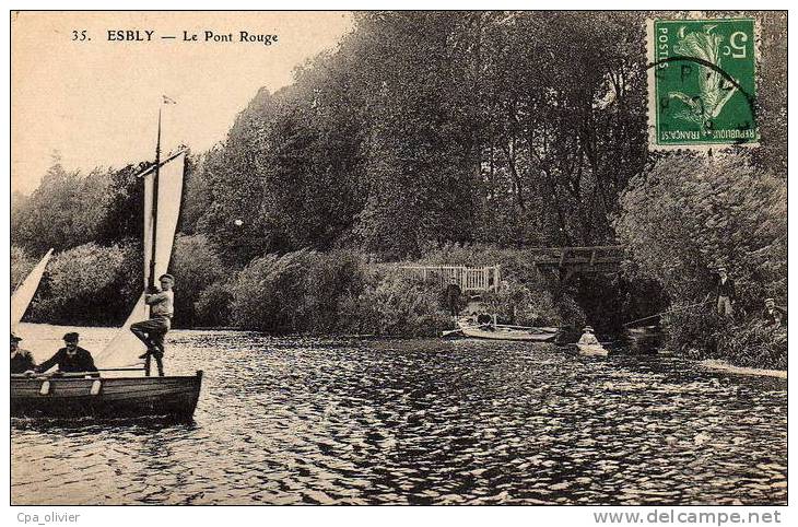 77 ESBLY Pont Rouge, Animée, Barques, Ed ? 35, 191? - Esbly