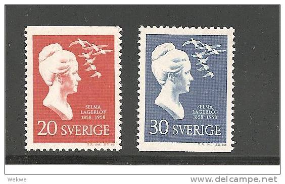 Sch Mi.Nr. 443-44D/,  - SCHWEDEN - Dreiseitig Gezähnt, Lagerlöf (Nobelpreis 1909)** - Ungebraucht