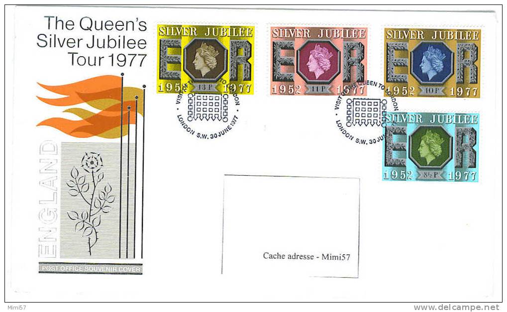 4 Enveloppes The Queen's Silver Jubilée Tour 1977 - 1971-1980 Em. Décimales