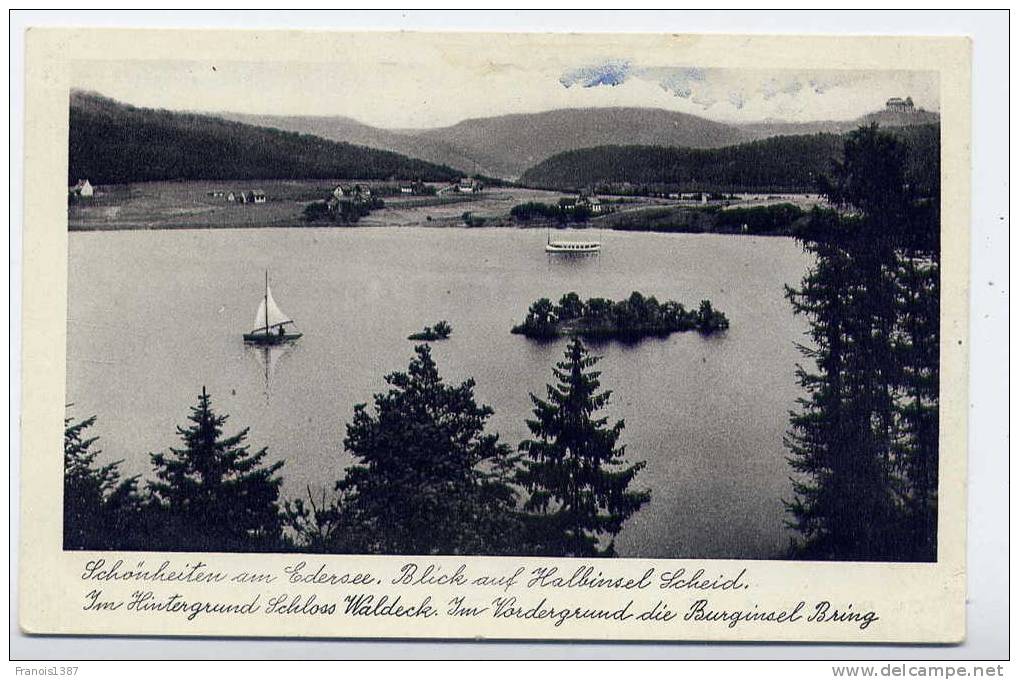 Réf 150 - ALLEMAGNE - Schonheiter Am EDERSEE - Blick Auf Halbinsel Scheid (1953) - Edersee (Waldeck)