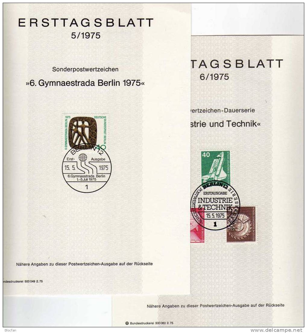 ETB II. Quartal 1975 Loks Arzt Gymnastik Technik Berlin 488-502 SST 8€ Berliner Ersttagsblatt Document From Germany - Briefe U. Dokumente