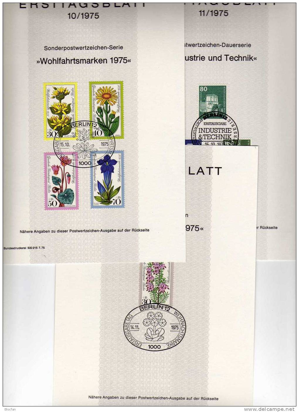 ETB IV. Quartal 1975 Blumen Technik Weihnachten Löbe Berlin 494-515 SST 8€ Berliner Ersttagsblatt Document From Germany - Briefe U. Dokumente