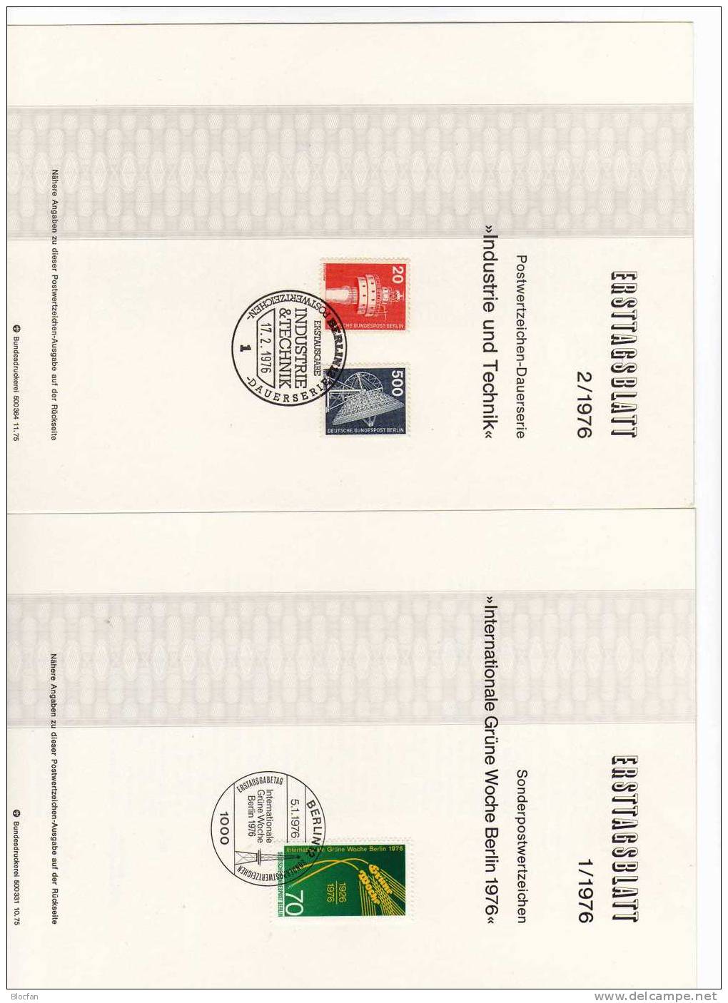 ETB I. Quartal 1976 Getreide-Ähren Leuchtturm Radio Berlin 496-516 SST 5€ Berliner Ersttagsblatt Document From Germany - Covers & Documents