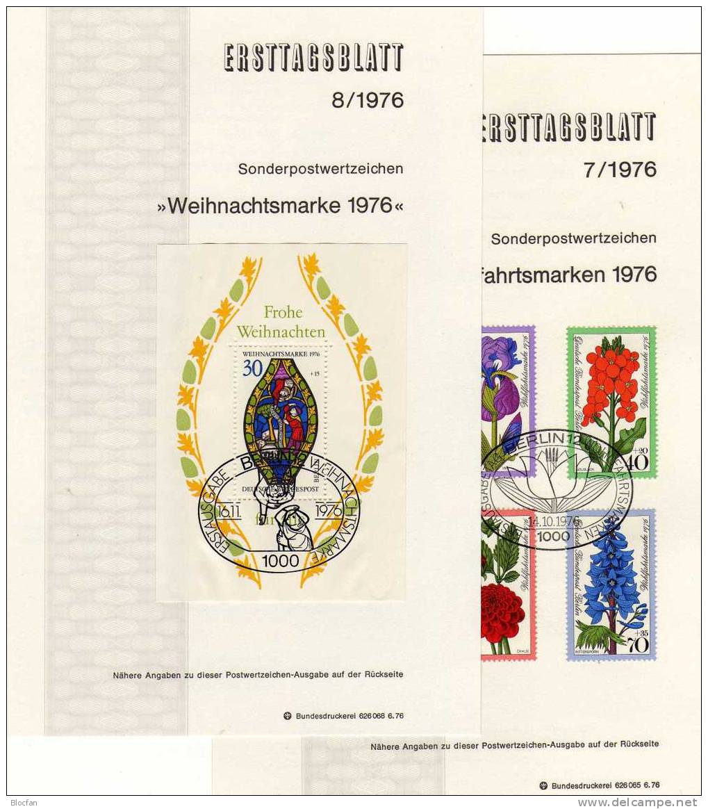 ETB IV.Quartal 1976 Gartenblumen Weihnachten Landschaft Berlin 524-531 SST 4€ Berliner Ersttagsblatt Document Of Germany - Storia Postale