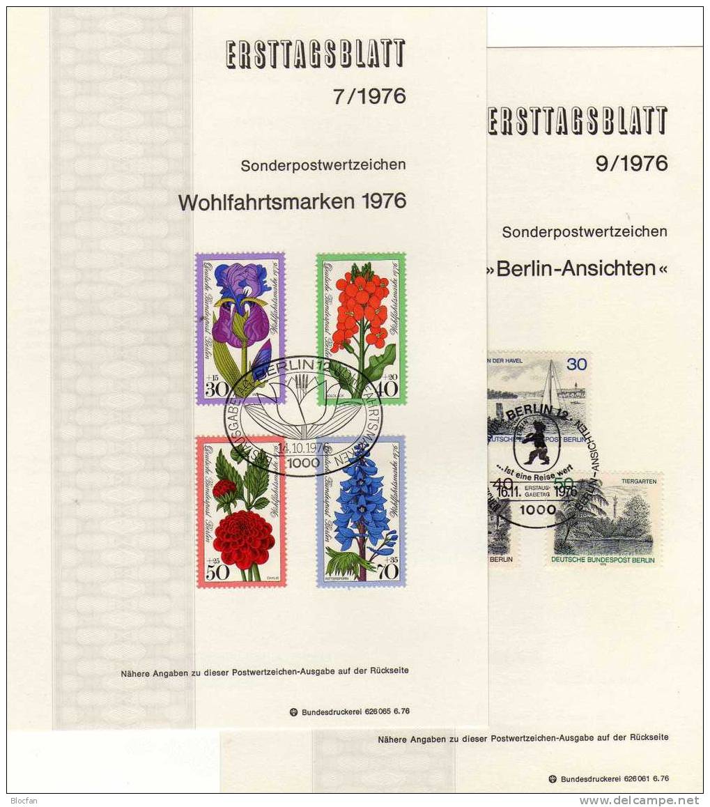 ETB IV.Quartal 1976 Gartenblumen Weihnachten Landschaft Berlin 524-531 SST 4€ Berliner Ersttagsblatt Document Of Germany - Storia Postale