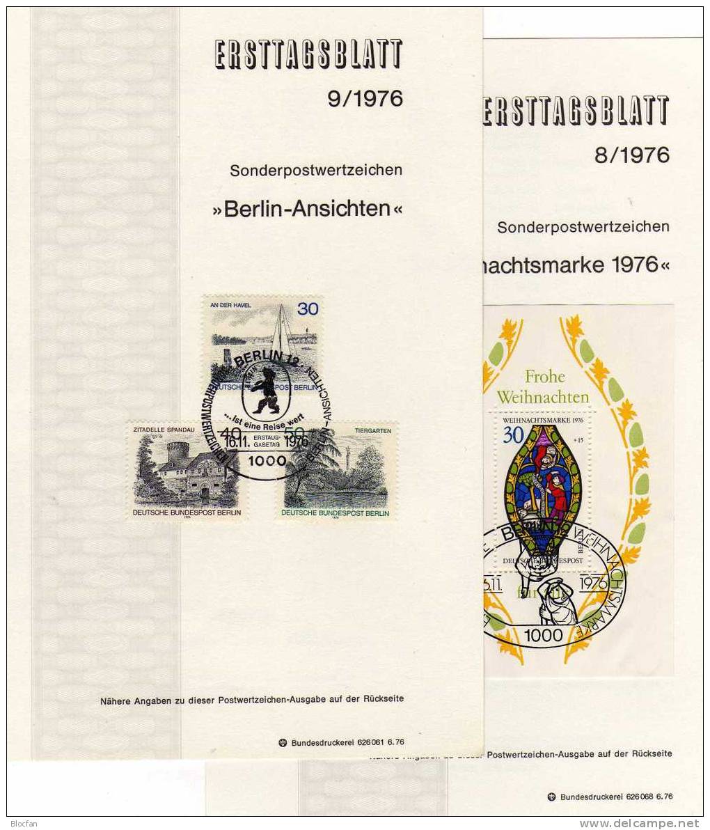 ETB IV.Quartal 1976 Gartenblumen Weihnachten Landschaft Berlin 524-531 SST 4€ Berliner Ersttagsblatt Document Of Germany - Briefe U. Dokumente