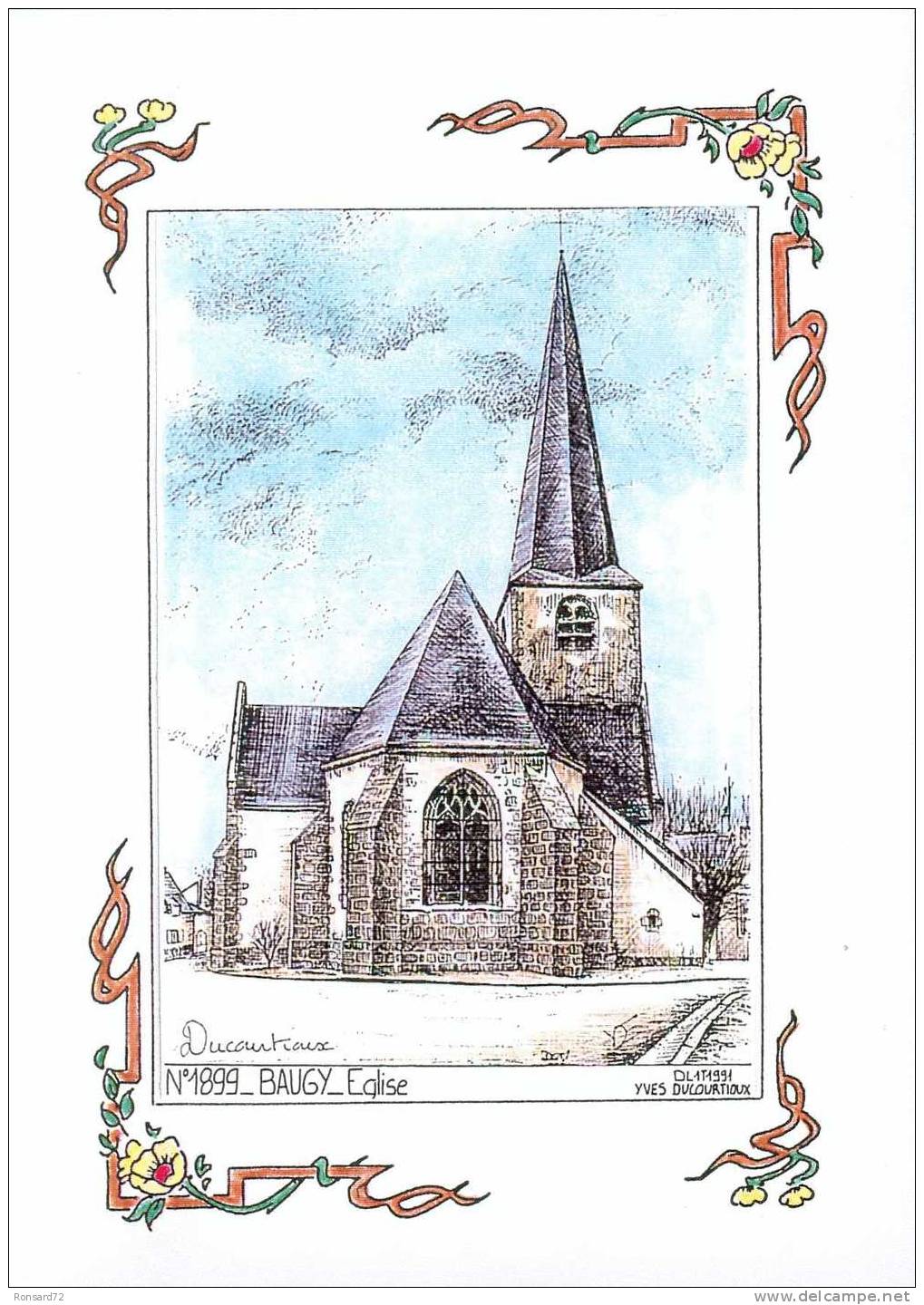 18 BAUGY - Eglise  - Illustration Yves Ducourtioux - Baugy
