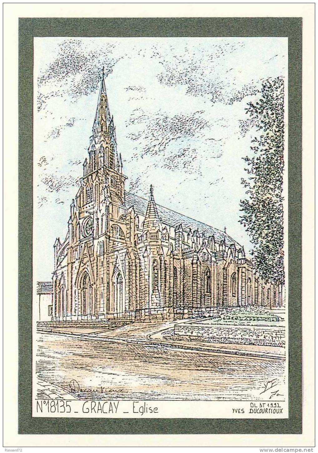 18 GRACAY - Eglise  - Illustration Yves Ducourtioux - Graçay