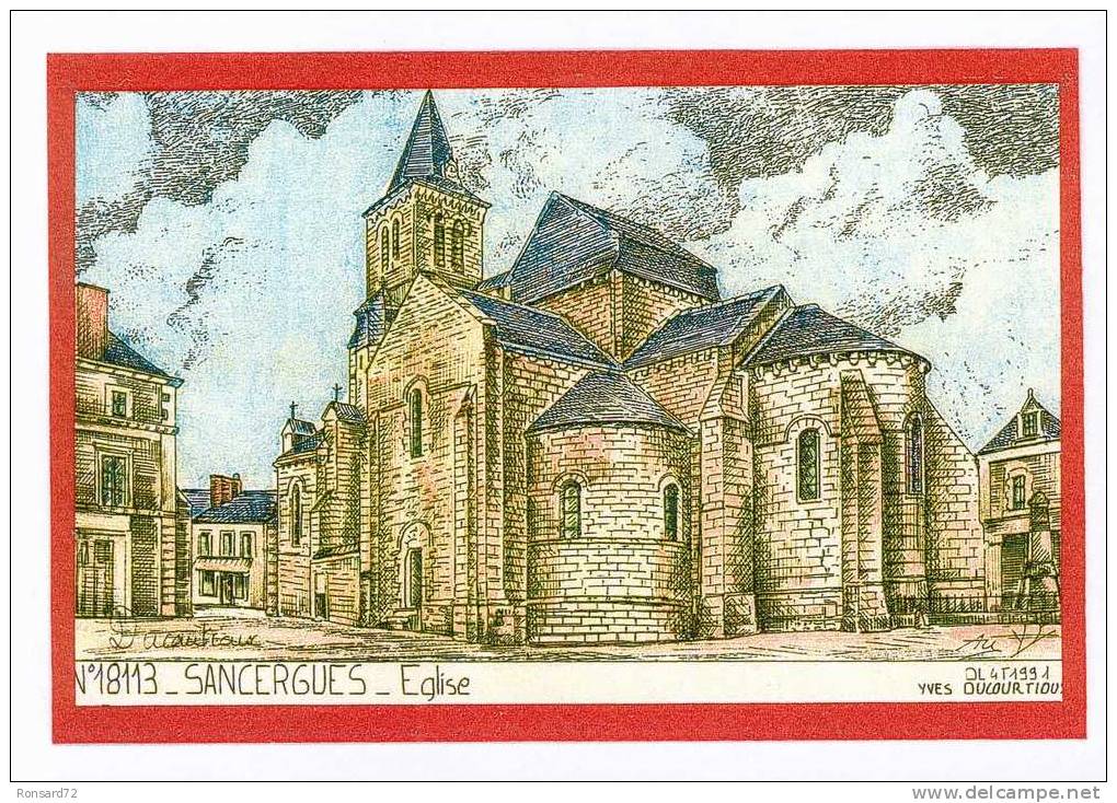 18 SANCERGUES - Eglise  - Illustration Yves Ducourtioux - Sancergues