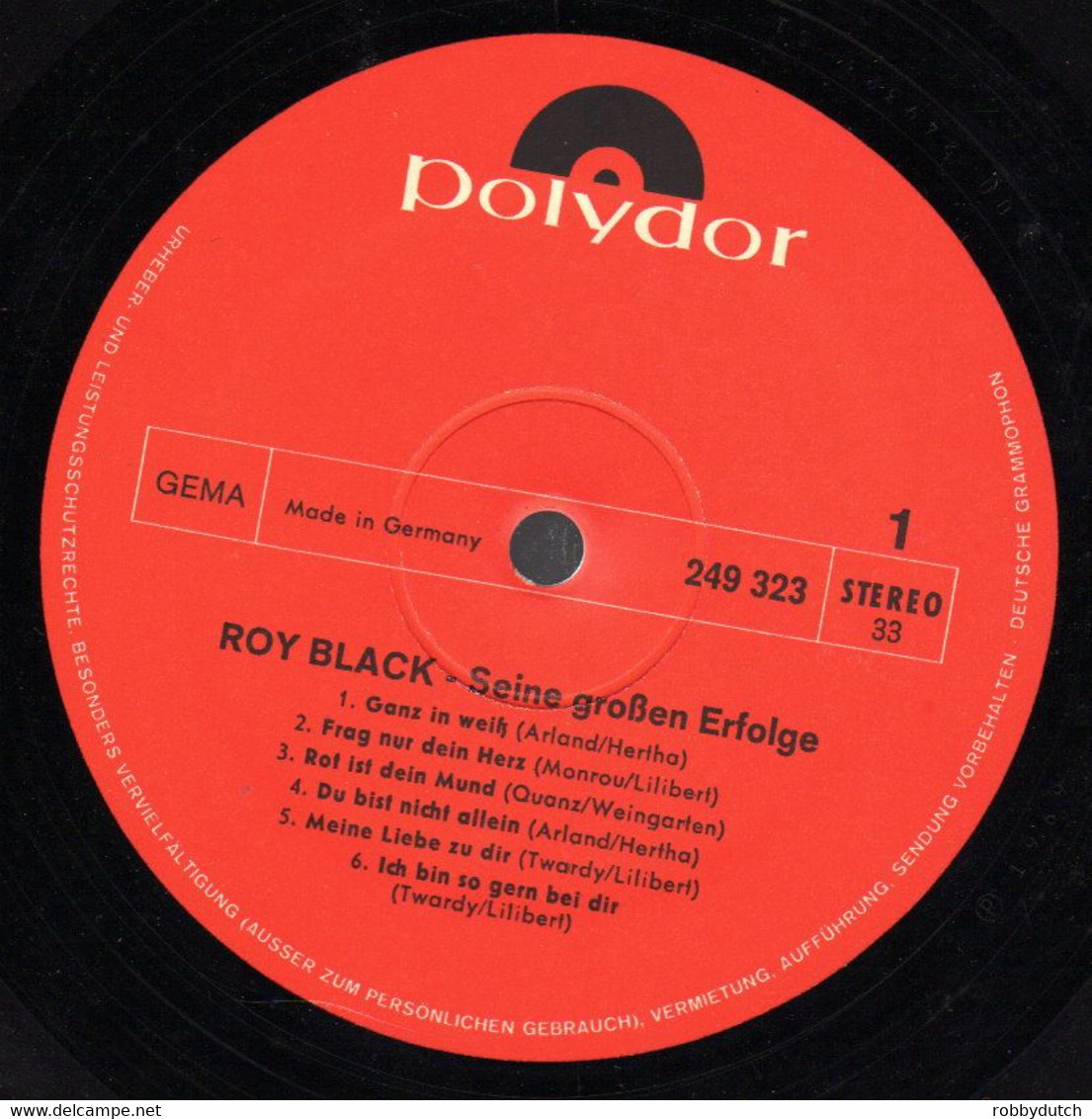 * LP *  ROY BLACK - SEINE GROSSEN ERFOLGE (Germany 1969) - Other - German Music