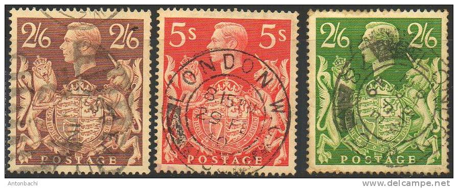 GRANDE-BRETAGNE / GREAT BRITAIN -1939- YT 224-225- ?/ SC 249-249A-250/ SG 476-476a-477 - Used Stamps