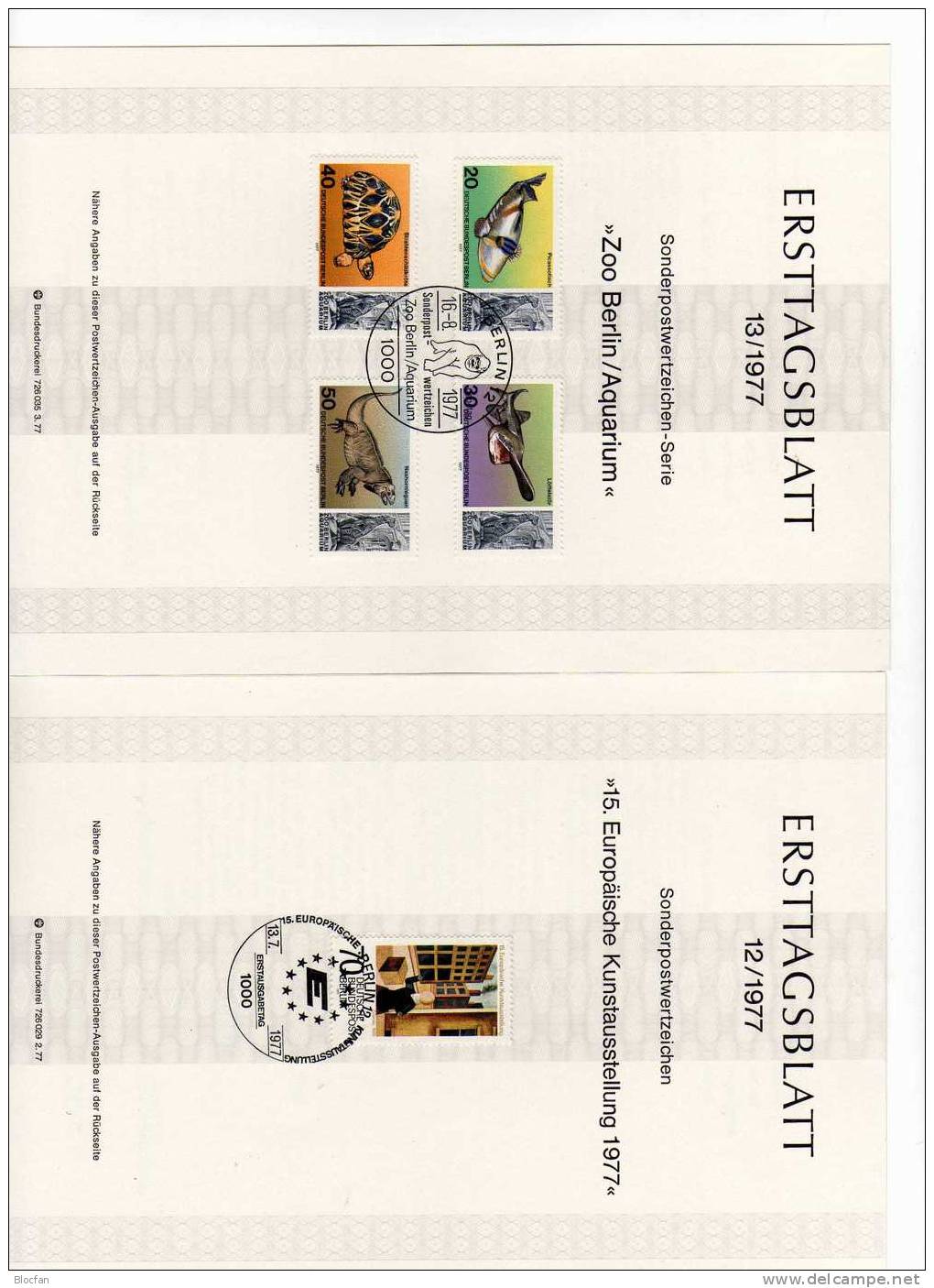 ETB III. Quartal 1977 Funkturm Patente Kunst Zoo Berlin 549-555 SST 5€ Berliner Ersttagsblatt Document From Germany - Brieven En Documenten