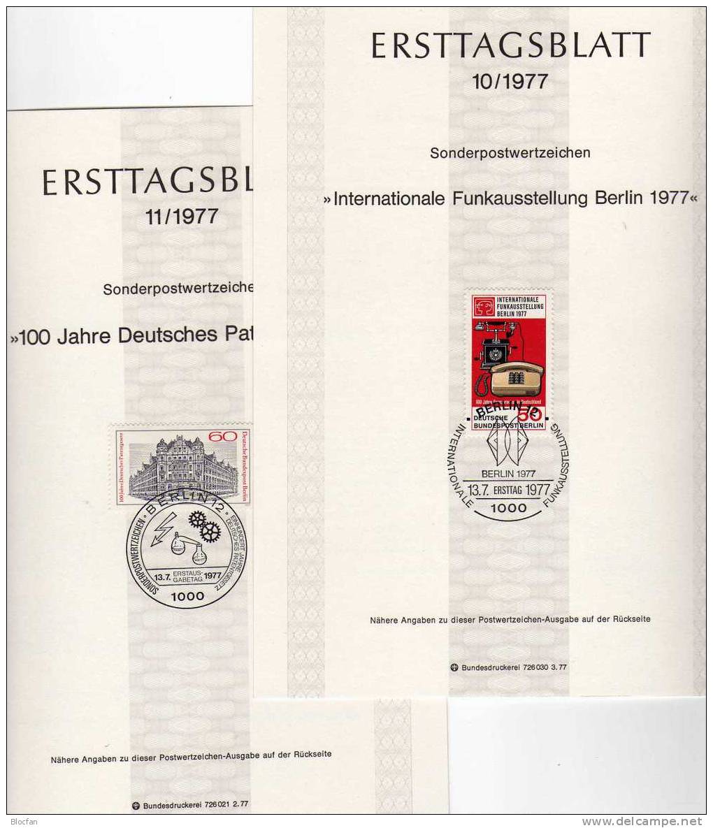 ETB III. Quartal 1977 Funkturm Patente Kunst Zoo Berlin 549-555 SST 5€ Berliner Ersttagsblatt Document From Germany - Brieven En Documenten