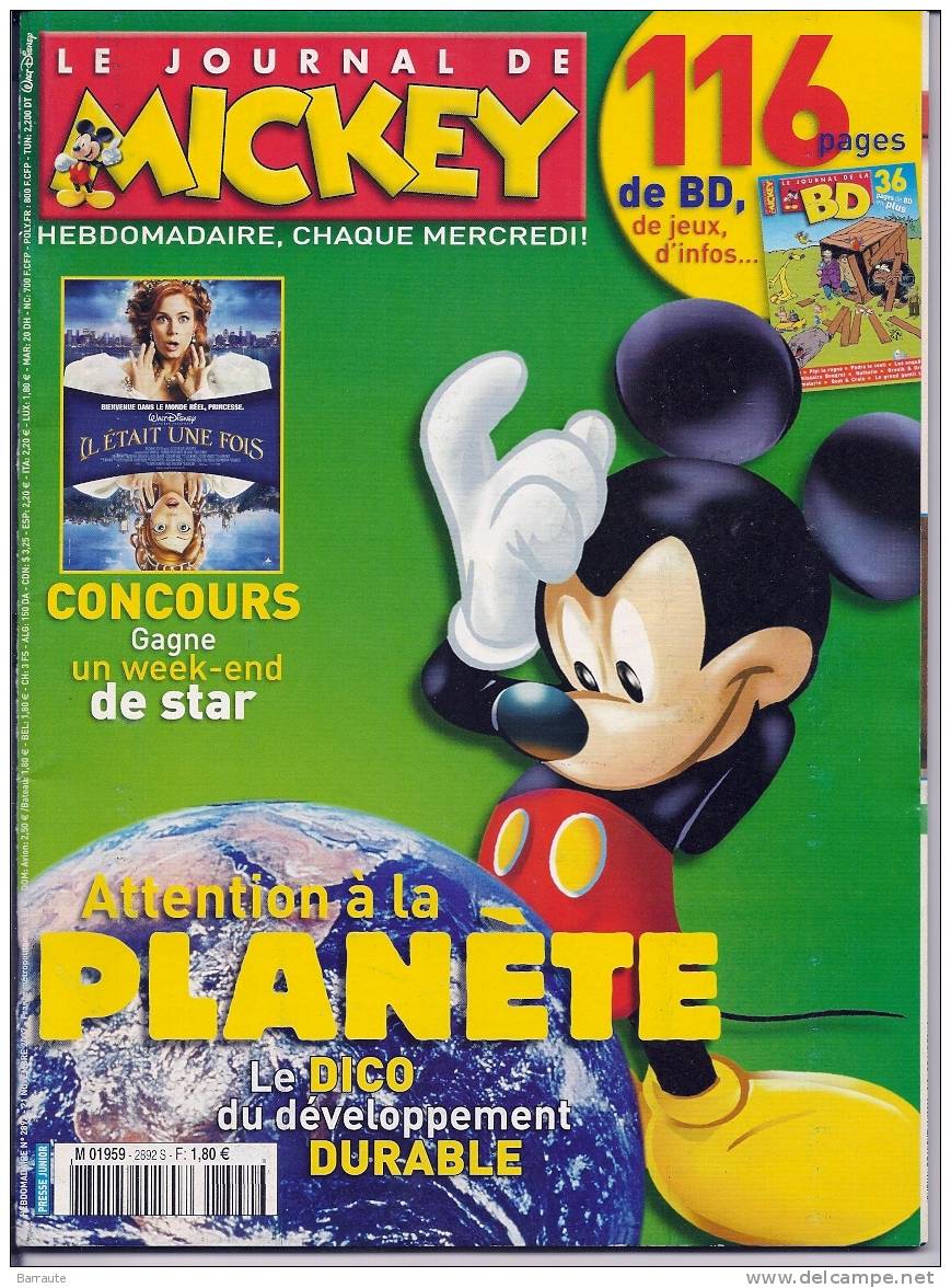 Le Journal De MICKEY  N° 2892  Du 21/11/2007 . POSTER DE " KARIM BENZEMA" - Journal De Mickey