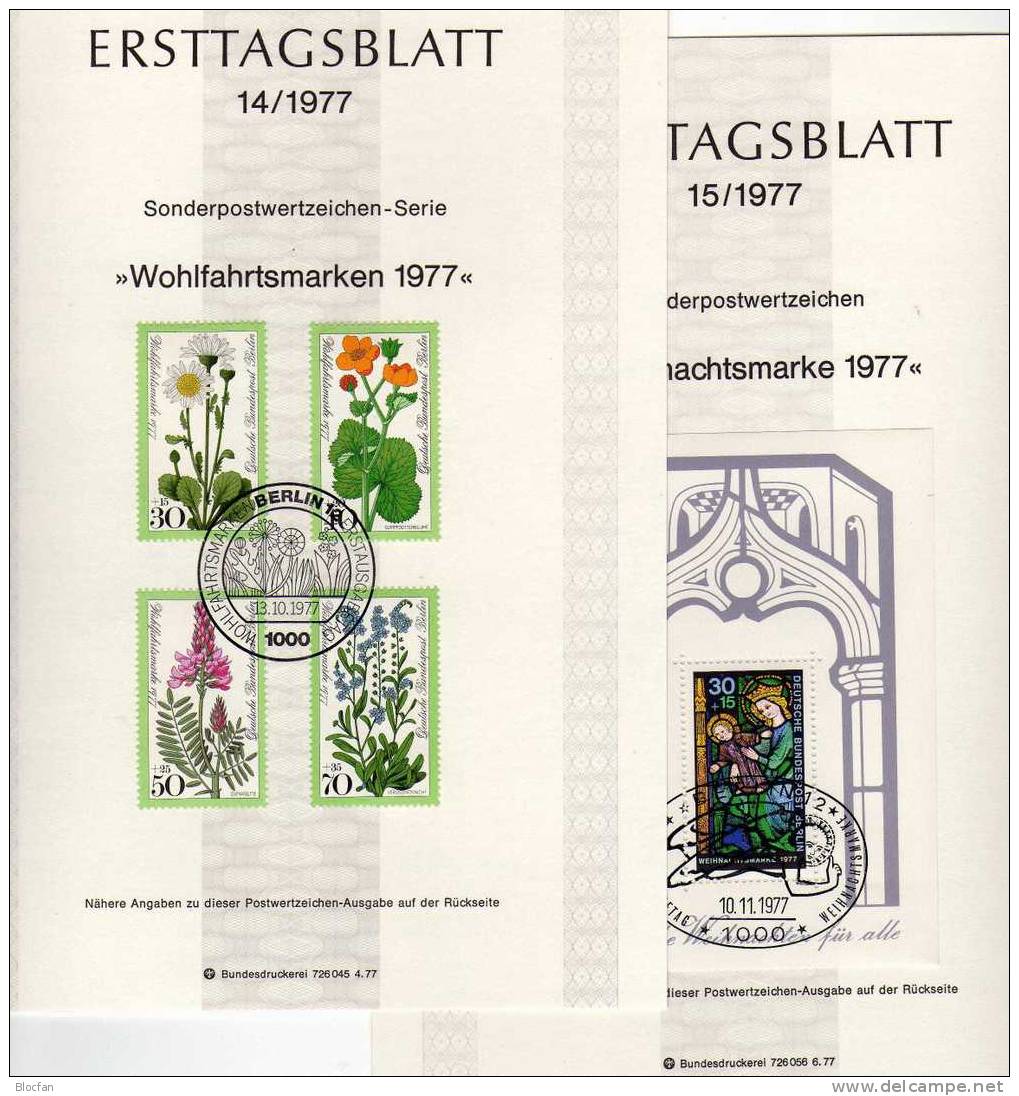 ETB IV. Quartal 1977 Wiesenblumen Kirchenfenster Berlin 556-560 SST 3€ Berliner Ersttagsblatt Document From Germany - Covers & Documents