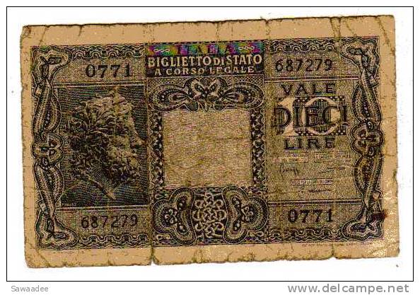 BILLET ITALIE - ROYAUME - P.32 - 23/11/1944 - BIGLIETTO DI STATO ITALIA 10 LIRE - Italia – 10 Lire