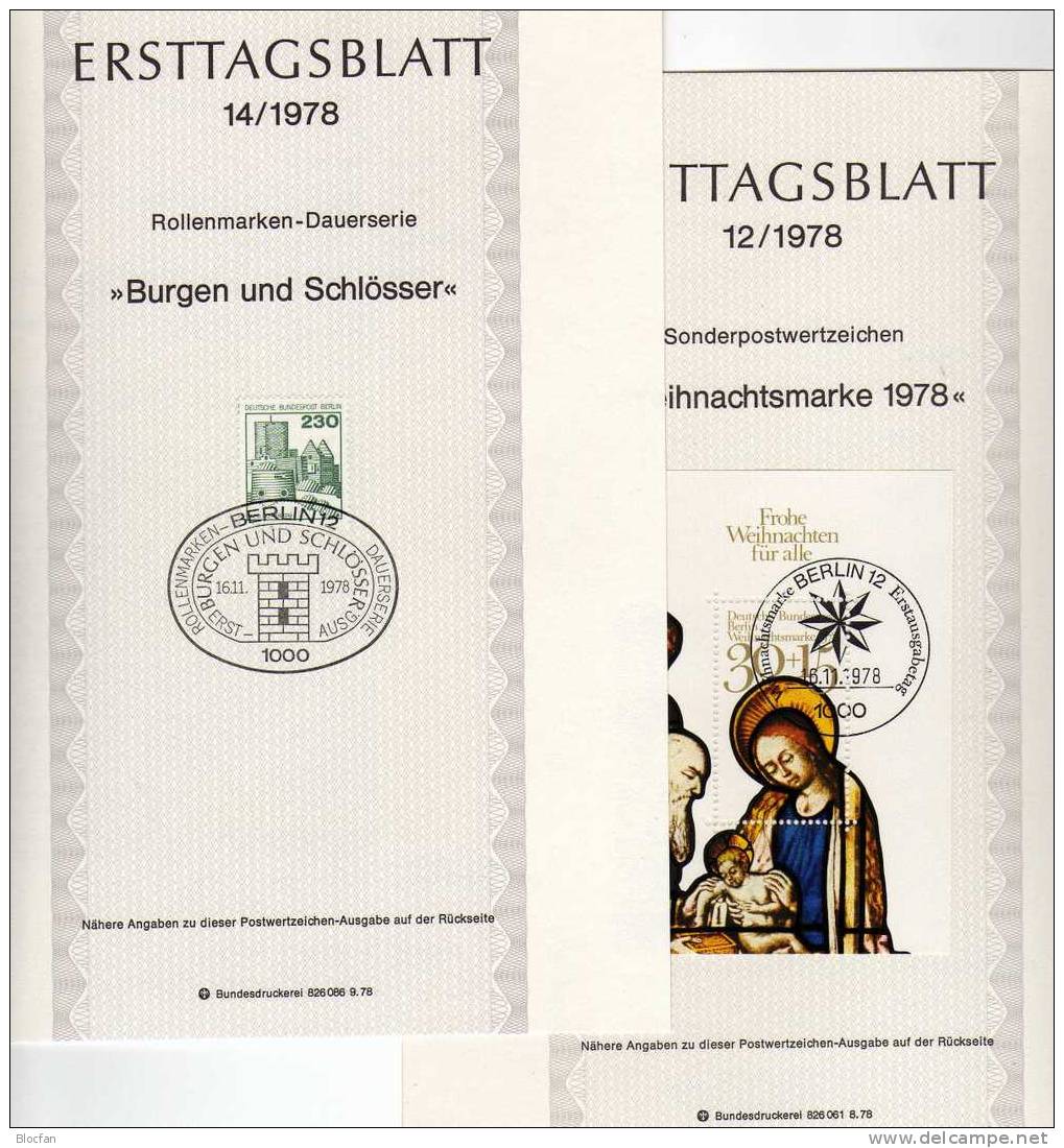 ETB IV. Quartal 1978 Hofer, Blumen, Kultur, Natur,Kirche, Technik,Burg Berlin 572-590 SST 9€ - Covers & Documents