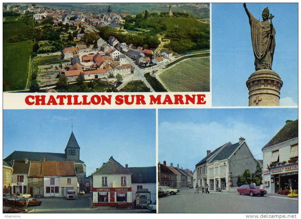 CPM 51 : CHATILLON SUR MARNE    Multi  Vues Avec Comptois Français     A VOIR !!! - Châtillon-sur-Marne