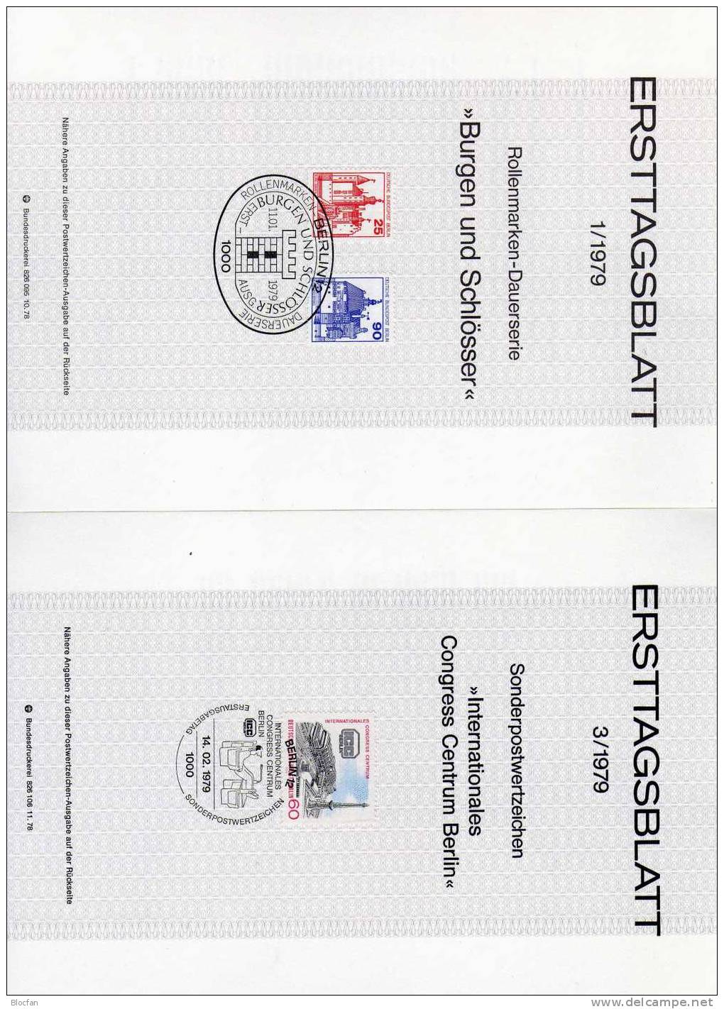 ETB I. Quartal 1979 Burg Gemen Vischering Kleve Congress Berlin 587-91 SST 3€ Berliner Ersttagsblatt Document Of Germany - Lettres & Documents