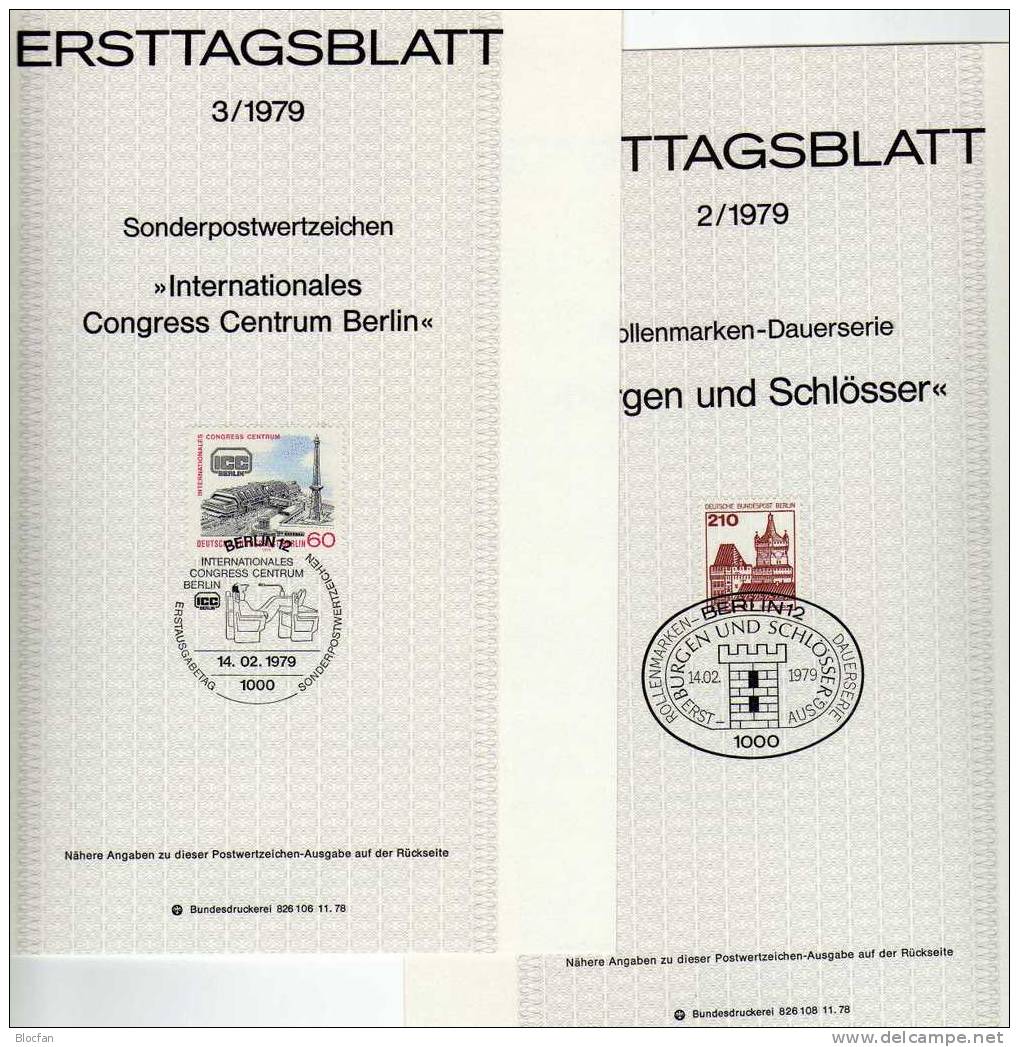 ETB I. Quartal 1979 Burg Gemen Vischering Kleve Congress Berlin 587-91 SST 3€ Berliner Ersttagsblatt Document Of Germany - Covers & Documents