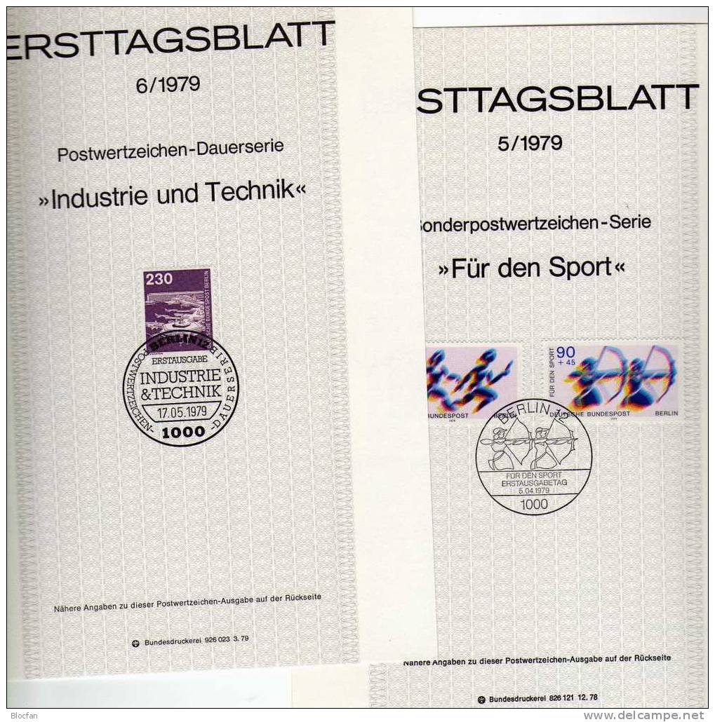 ETB II. Quartal 1979 Flugzeuge Sport Flughafen Druckerei Berlin 587-91 SST 8€ Berliner Ersttagsblatt Document Of Germany - Brieven En Documenten