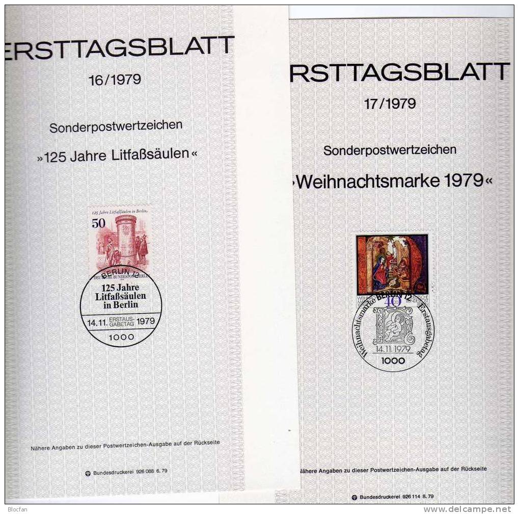 ETB IV. Quartal 1979 Blüten Schloß Rheydt Litfaß Weihnachten Berlin 607-613 SST 5€ Ersttagsblatt Document From Germany - Cartas & Documentos