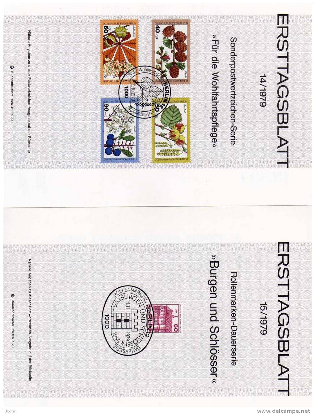 ETB IV. Quartal 1979 Blüten Schloß Rheydt Litfaß Weihnachten Berlin 607-613 SST 5€ Ersttagsblatt Document From Germany - Covers & Documents