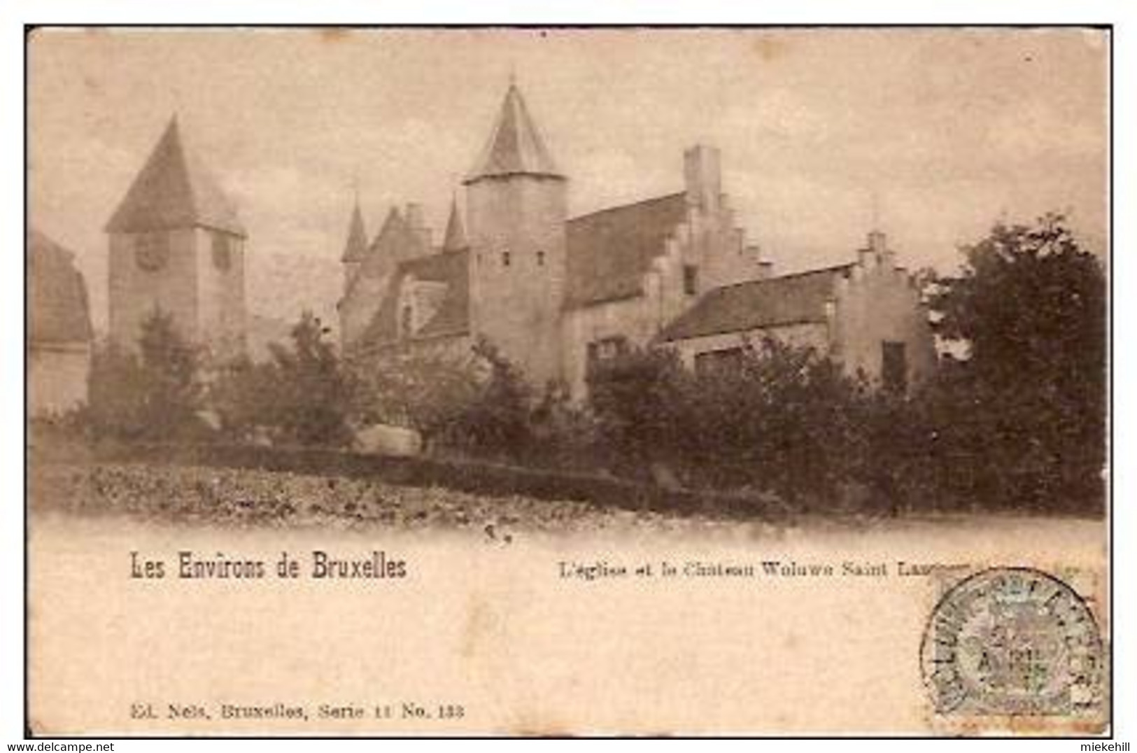 WOLUWE SAINT LAMBERT-L'EGLISE ET LE CHATEAU-timbre Côté Vue - Woluwe-St-Lambert - St-Lambrechts-Woluwe