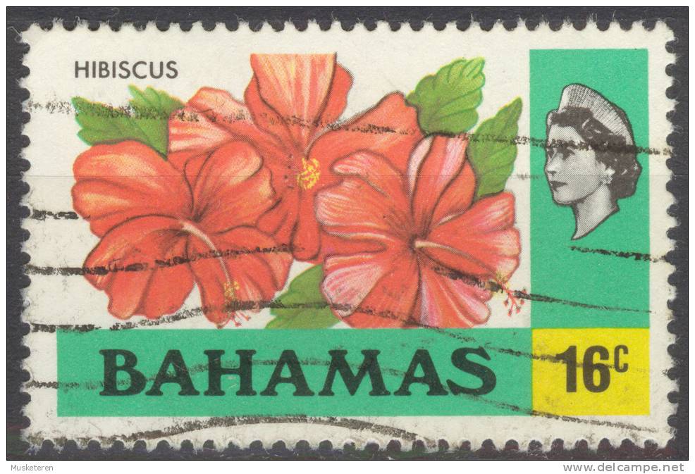 Bahamas 1976 SG 466a 16c. Queen Elizabeth II & Hibiscus Flowers Chalky Paper - 1859-1963 Crown Colony